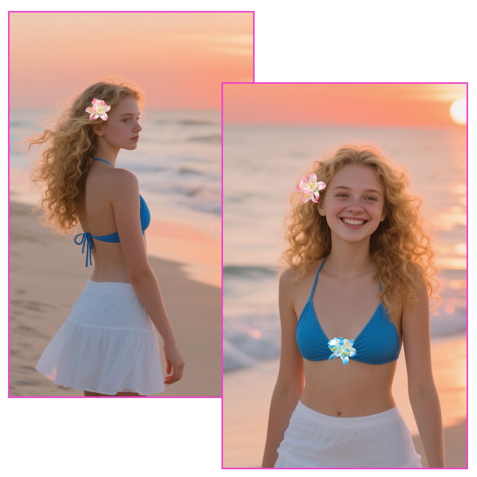 5 szt. hawajskich spinek do włosów dla kobiet i dziewcząt, 9 cm, sztuczne kwiatowe klipsy do włosów, plumeria, hibiskus, tropikalna spinka do włosów, na plażę, wakacje, imprezę, rejsy weselne, boho