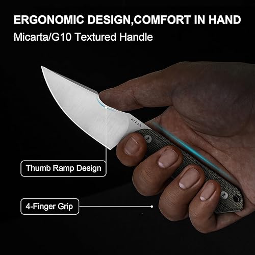 Miniatura 10 de Kizer Mini Harpoon Cuchillo de hoja fija con funda, cuchillo de caza de hoja de 3 V con mango G10, cuchillos pequeños EDC de hoja fija para camping