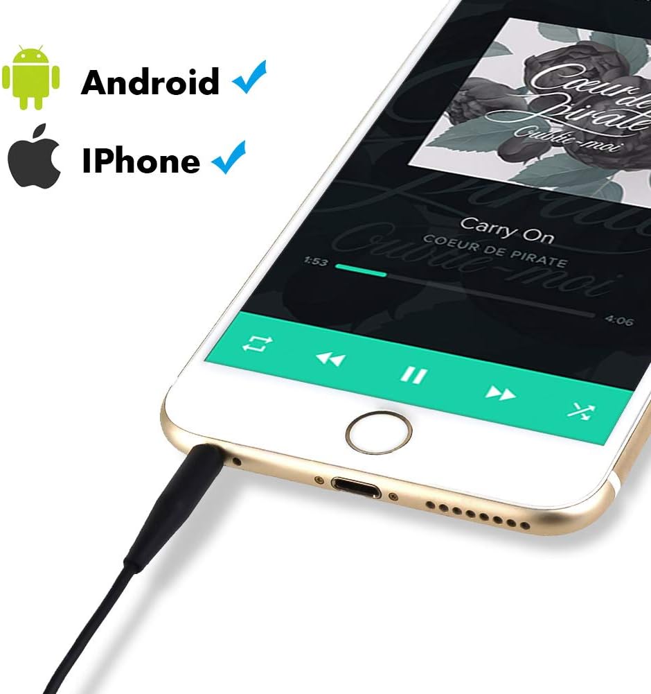 QC35 QC25 Replacement Cable Headphone Audio Cord Compatible with Bose QuietComfort25/35, OE2/OE2i, Soundlink/SoundTrue Headphones, Mic Volume Control for Apple and Android Devices (Black)