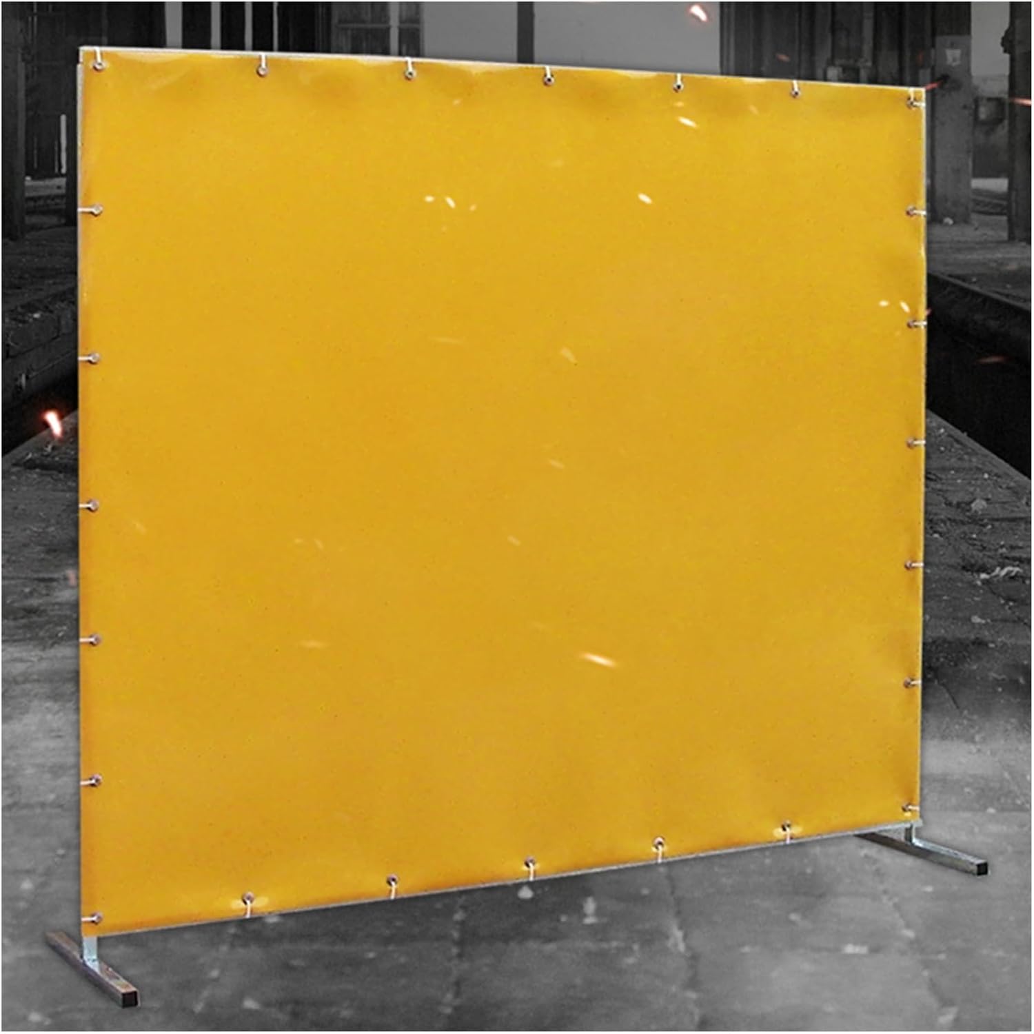 AMUFJJ 6FT Height Welding Screen with Frame, Removable Welding Curtain Stand for Workshop/Industrial Site/Shipyards, Divider Panel Welding Barrier Fence(150cm/4.9ft)