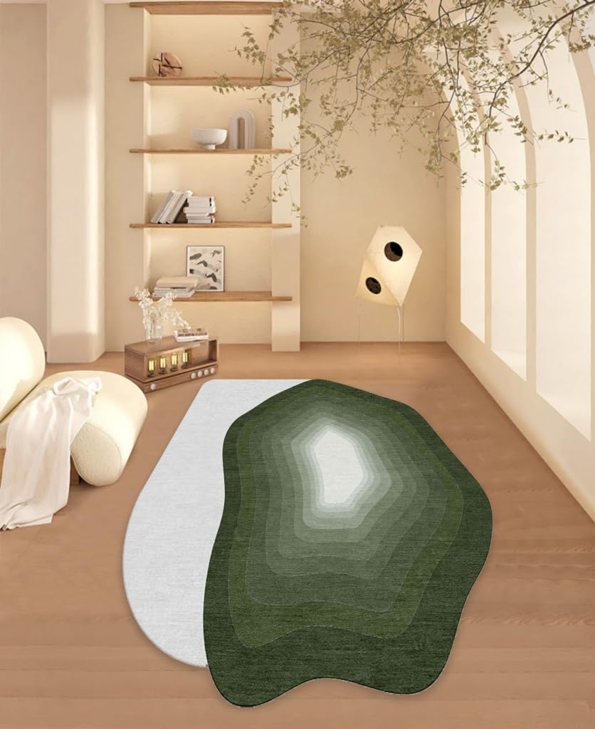 Amazon.com: Ombre Emerald Green Grey Irregular Shape Modern Abstract ...
