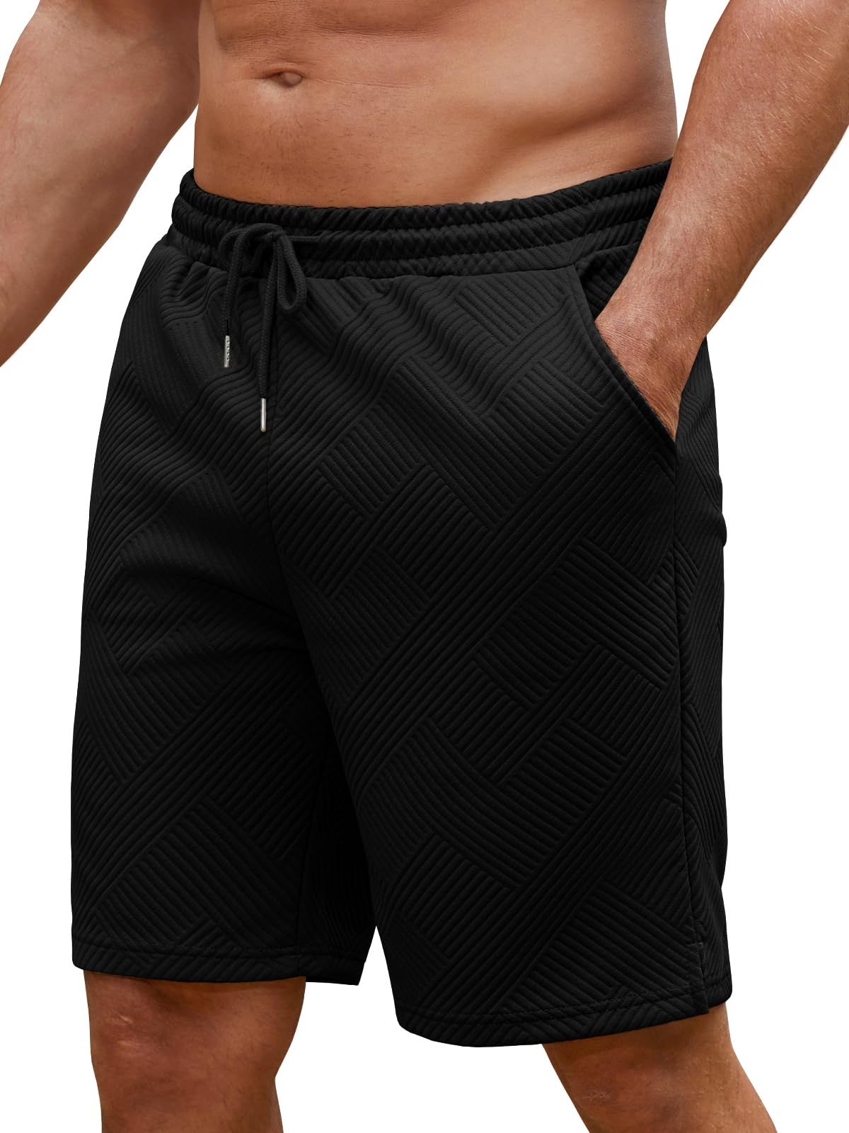 Aisprts Herren Kurze Hosen mit Taschen Bequeme Sommer Casual Shorts, Elastischer Bund mit Kordelzug für Strand, Sport & Alltag