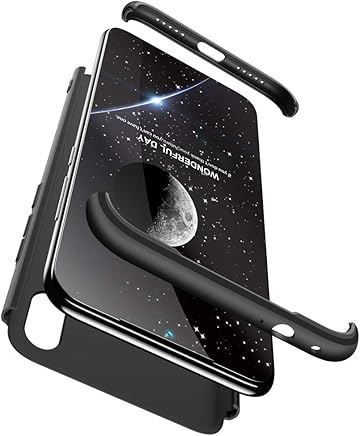 hyujia Compatible Xiaomi Redmi Note 7 Funda(2018) Carcasa 360? Ultra Fina Protectora coj?n+Vidrio Templado Pantalla Protector,3 in 1 PC Hard Caja Caso Skin Case Cover Carcasa parai Redmi Note 7 Negro