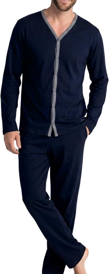 Pijama Americano Masculino Mash Em Algodão Manga Longa Com Botão