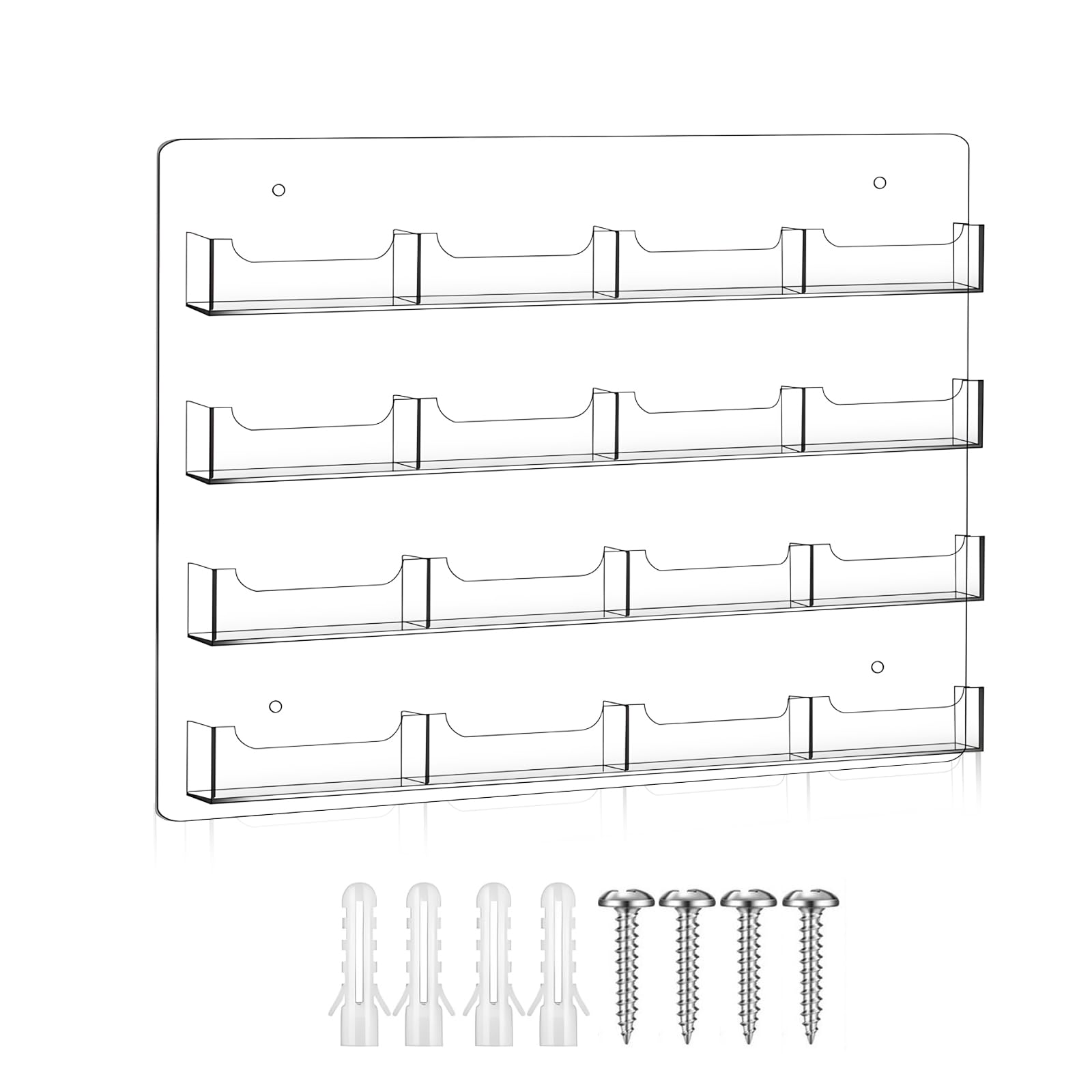 YUDAWN 16 Pockets Acrylic Business Card Holder, Wall Mounted Document Holder Business Card Display Stand with Screws and Expansion Tubes Leaflet Holder for Home Office Restaurants