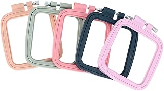 STOBAZA 5 Stück Quadratische Kunststoff Stickrahmen mit Stellschraube Kleiner Kreuzstichrahmen für Stickzubehör und Wanddekoration Bunte Ring Kreuzstichrahmen für Selbstgemacht