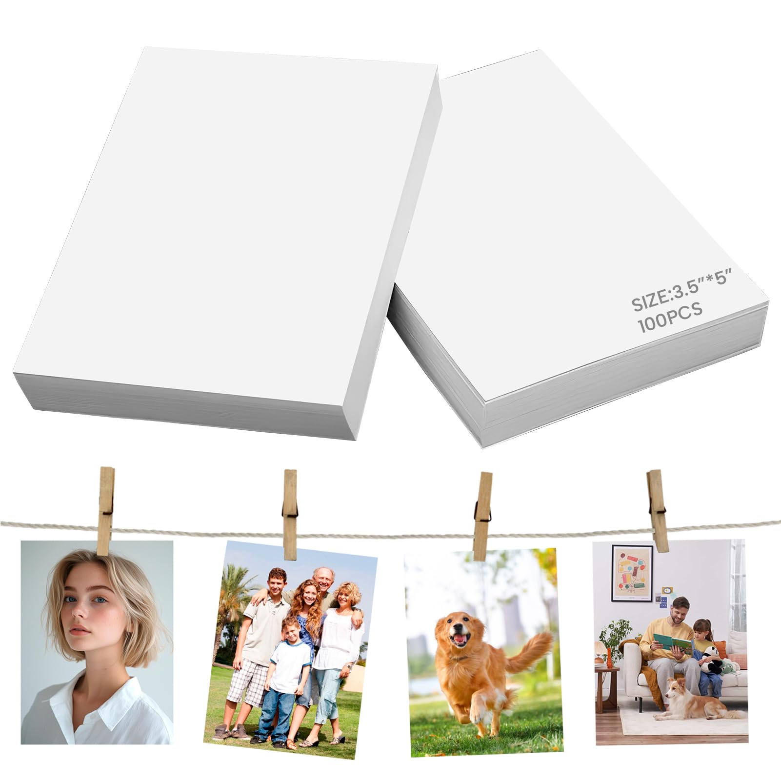 100 Sheets High Glossy Photo Paper 3.5x5 inch 8x12 cm, 200gsm with Premium High Glossy Advanced Resin Coated,White Photographic Paper Waterproof for Canon Hp Epson Inkjet Printer