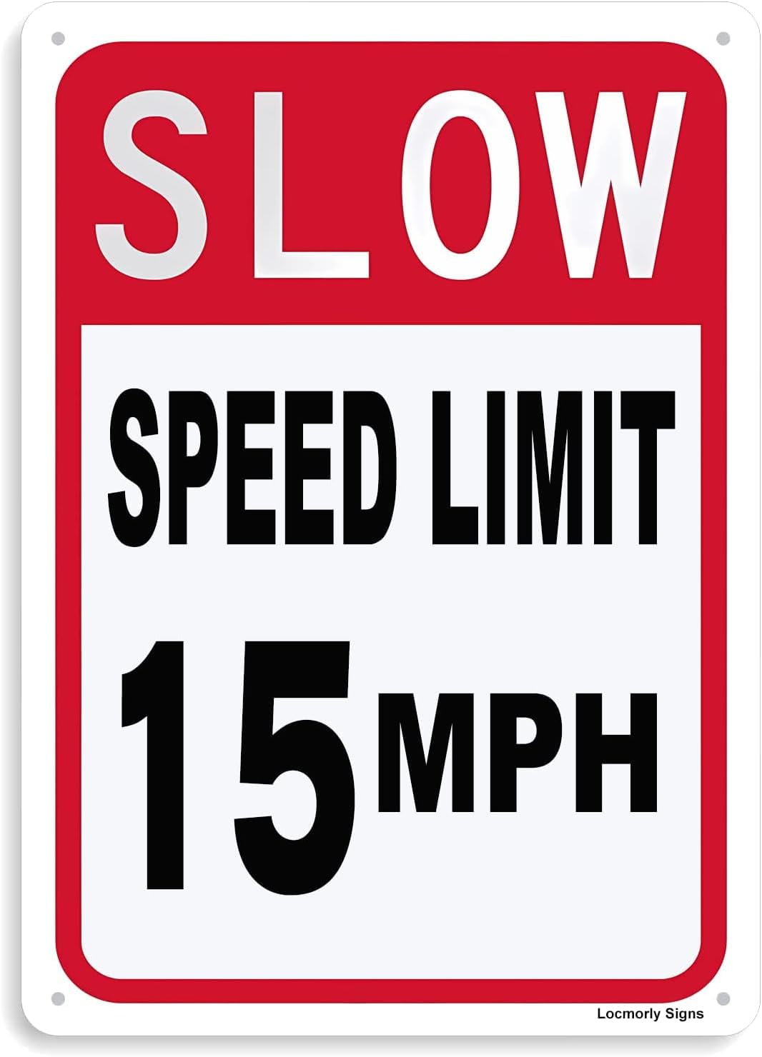 (2-Pack) Metal Tin Sign Slow Down Speed Limit 15 MPH Sign, 8x12 Inch, Rustproof Sign