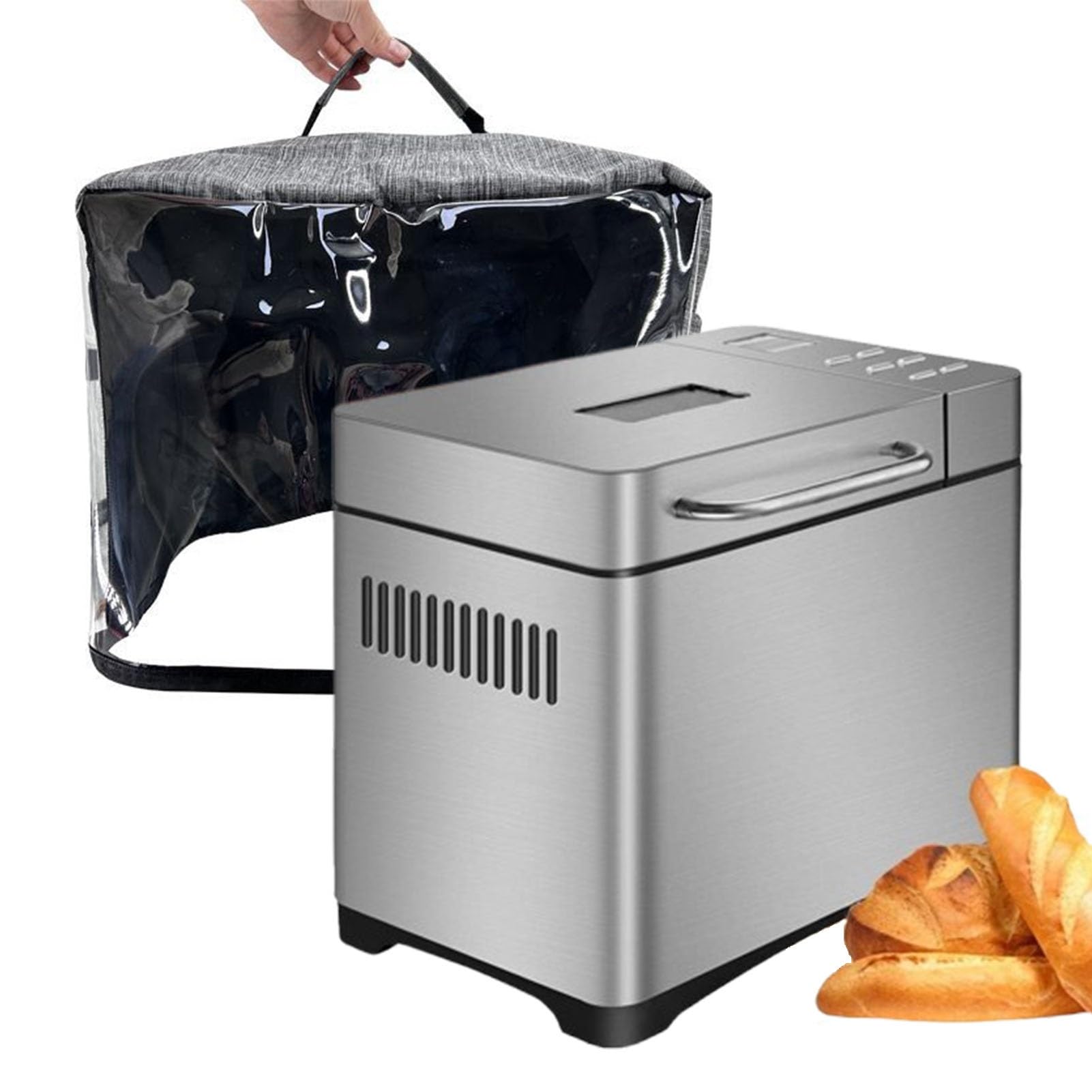 Générique Machine À Pain, Grande Machine À Pain 650 W avec Distributeur Automatique De Noix, Plaque en Céramique Et Panneau Tactile, 3 Tailles De Pain, 3 Couleurs De Croûte