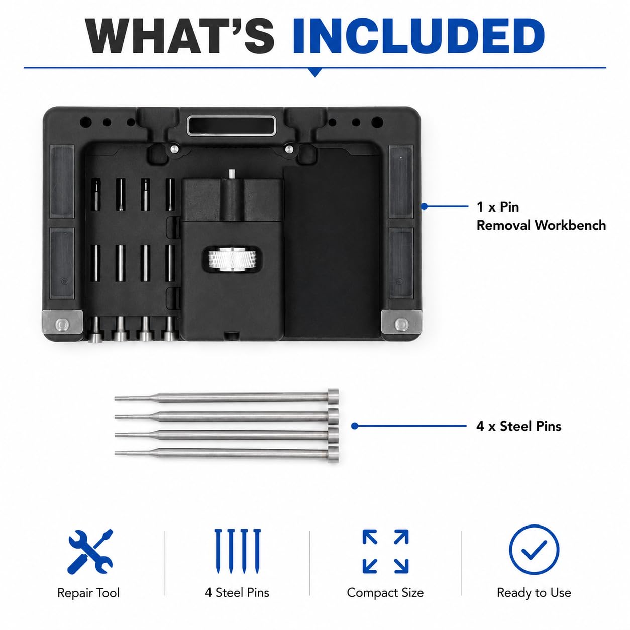 Extractor Pines, Pasador Llave Coche, Extractor Bombines, Pin Removal Tool, con 4 Pasadores, para Retirar la Llave Vieja e Inserte la Nueva