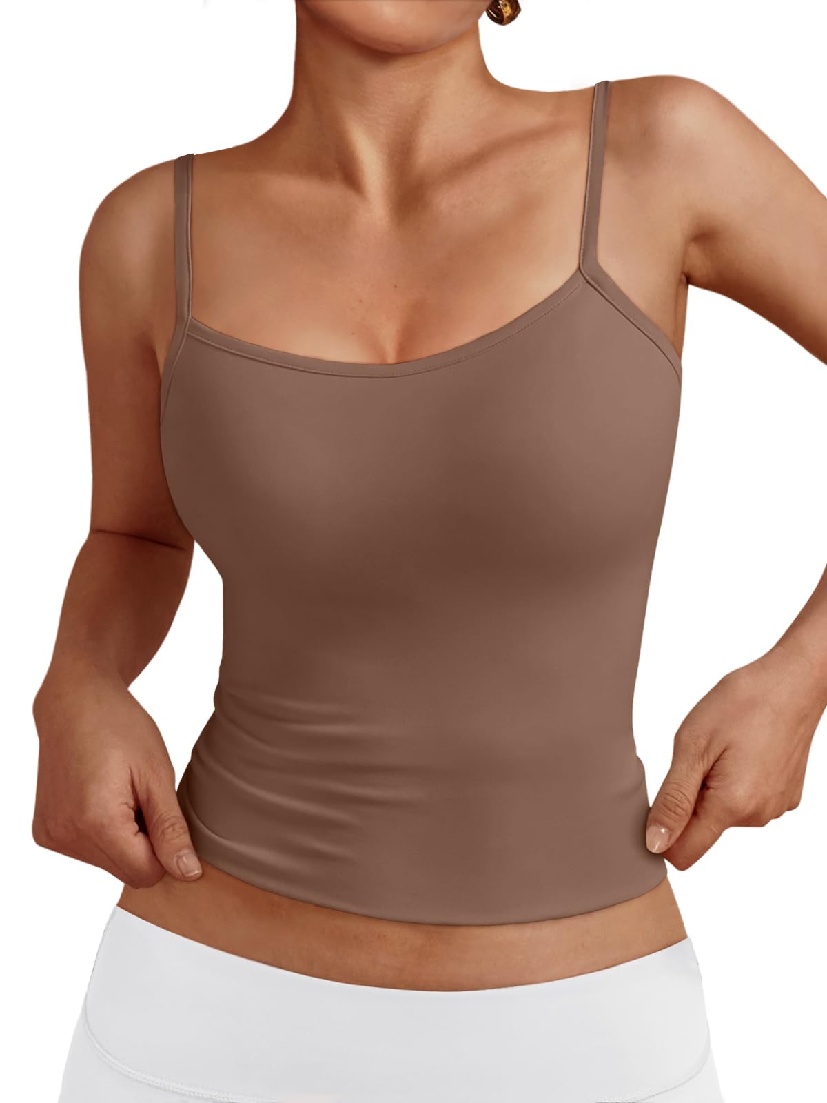 Trendy Queen Womens Adjustable Camisole Sleeveless Square Neck Spaghetti Strap Tank Tops Basic Shirt