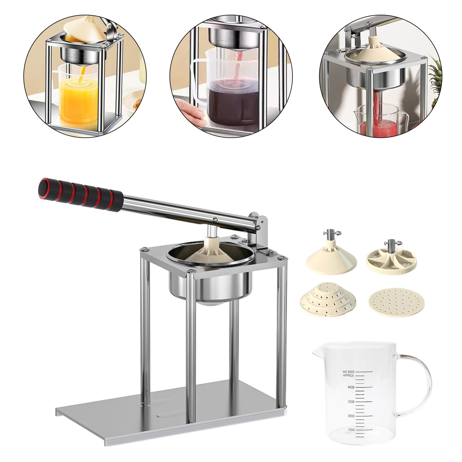 Professional High Efficiency Manual Juices Press Machine Stainless Steel Construction Quick Beverage Preparation