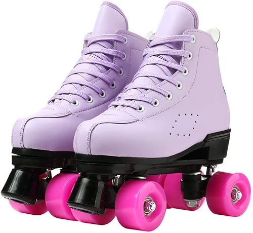 Miniatura 8 de Patines de ruedas para mujeres y hombres, zapatos altos de piel de vacuno, patines clásicos de doble fila, patines de cuatro ruedas para hombres y