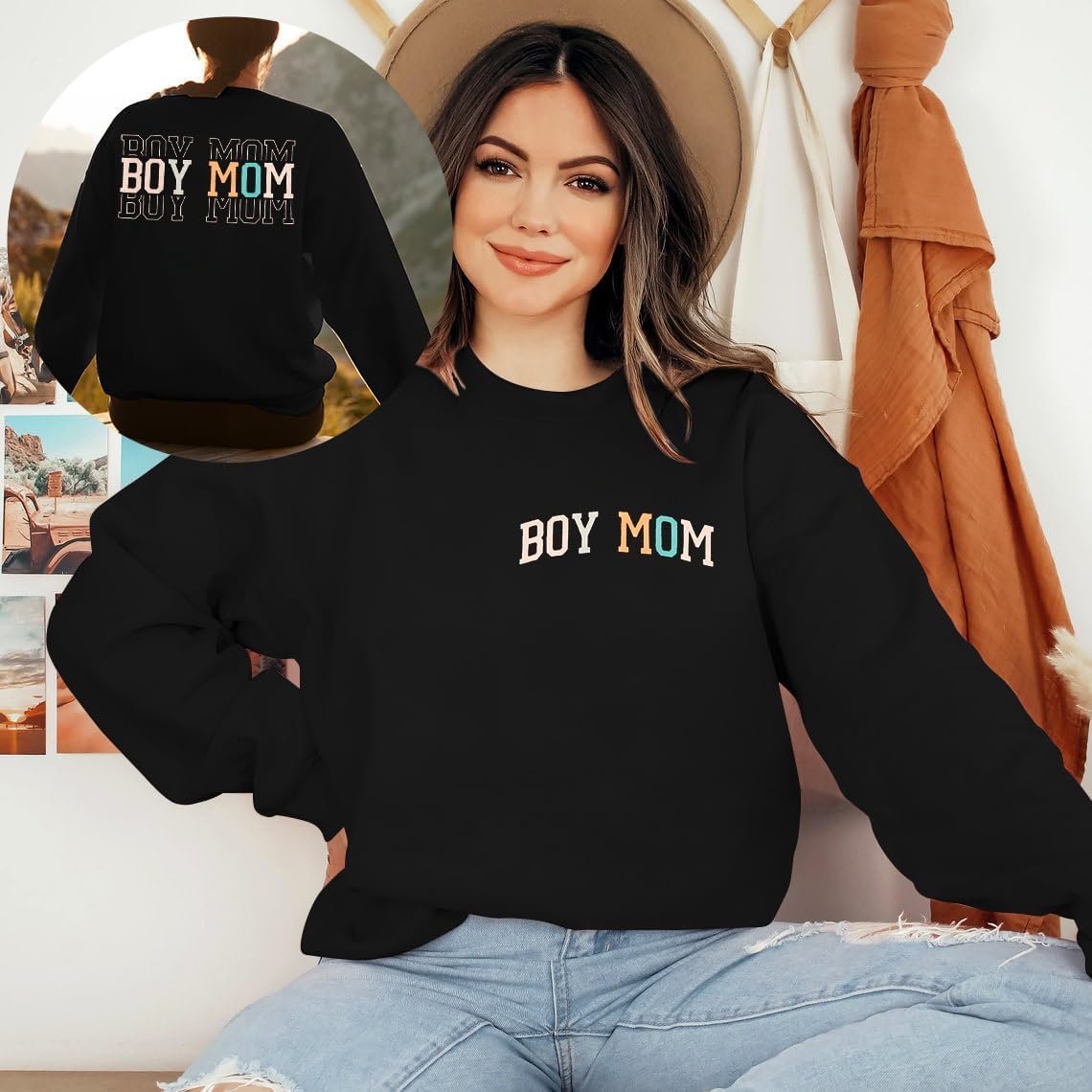 SFHFY Womens Mom Sweatshirts: Mama Crewneck Sweatshirt Casual Mom Life Pullover Mama Mode Long Sleeve Shirt Mommy Tops - Image 2