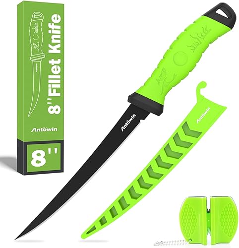 Miniatura 9 de Cuchillo de filete de pesca de 5 pulgadas, cuchillos de nivel profesional para filetear pescado y deshuesar carne, hoja afilada de revestimiento