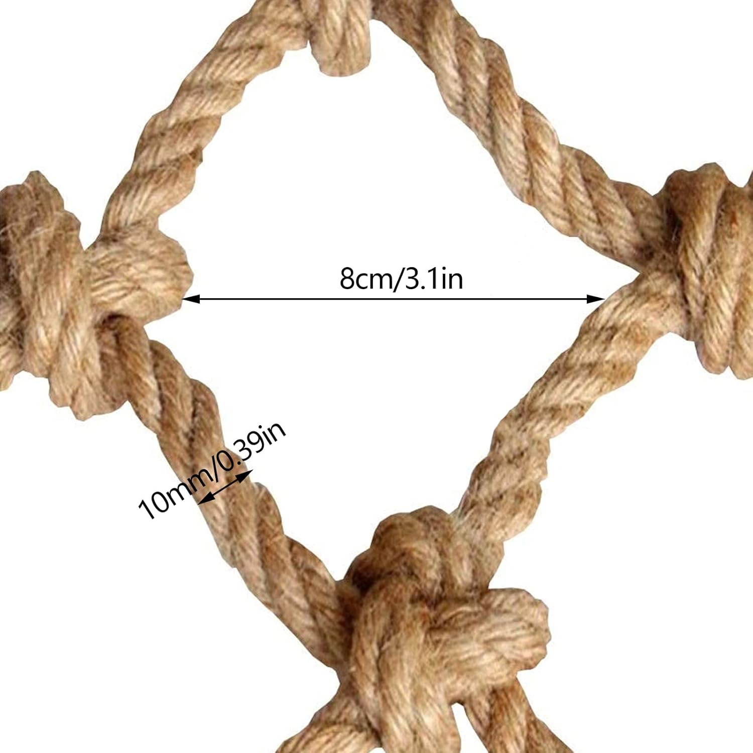 Kids Safety Hemp Rope Net - Outdoor Climbing & Hammock Netting, Indoor Decor, 4x6m (13x20ft) - Strong, Durable Guardrail Protection for Play Areas