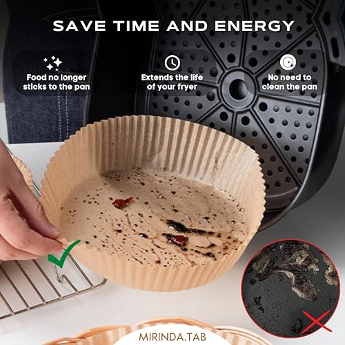 Miniatura 3 de Forro de papel desechable para freidora de aire, 300 forros desechables antiadherentes, papel de hornear para freidora de aire, a prueba de aceite,