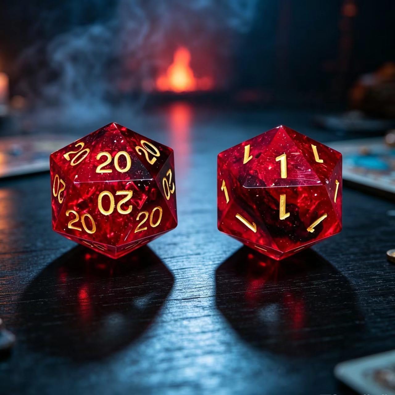 Roll of Fate D20 Dice Set – All Natural 20 or All Natural 1 – Designed for D&D Players Seeking Epic Victories or Failures (Red)