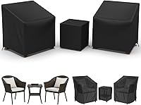 Vista 9 de Gasadar Funda para muebles de patio, fundas impermeables para muebles de exterior, sofá biplaza, silla y mesa auxiliar, beige y marrón