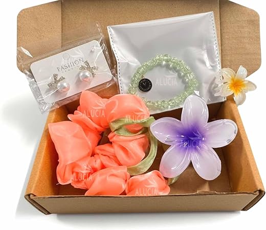 Alucia® Matte Korean Flower Hair Claw Clips for Women Girls Thic Thin Hair ! Earrings Aesthetic Ponytail Holder Tulip Sati...