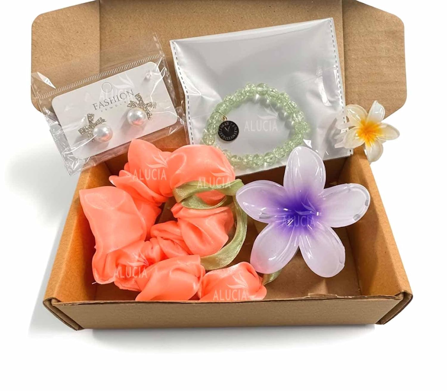 Alucia® Matte Korean Flower Hair Claw Clips for Women Girls Thic Thin Hair ! Earrings Aesthetic Ponytail Holder Tulip Sati...