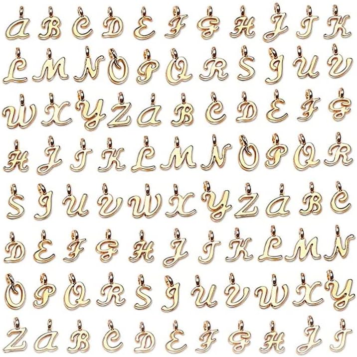 104 Pcs Gold Letter Charms, ABC Letter Jewelery Charm A-Z Alphabet Charms Alphabetic Bracelet Necklace Pendant for DIY Bracelet Necklace Craft