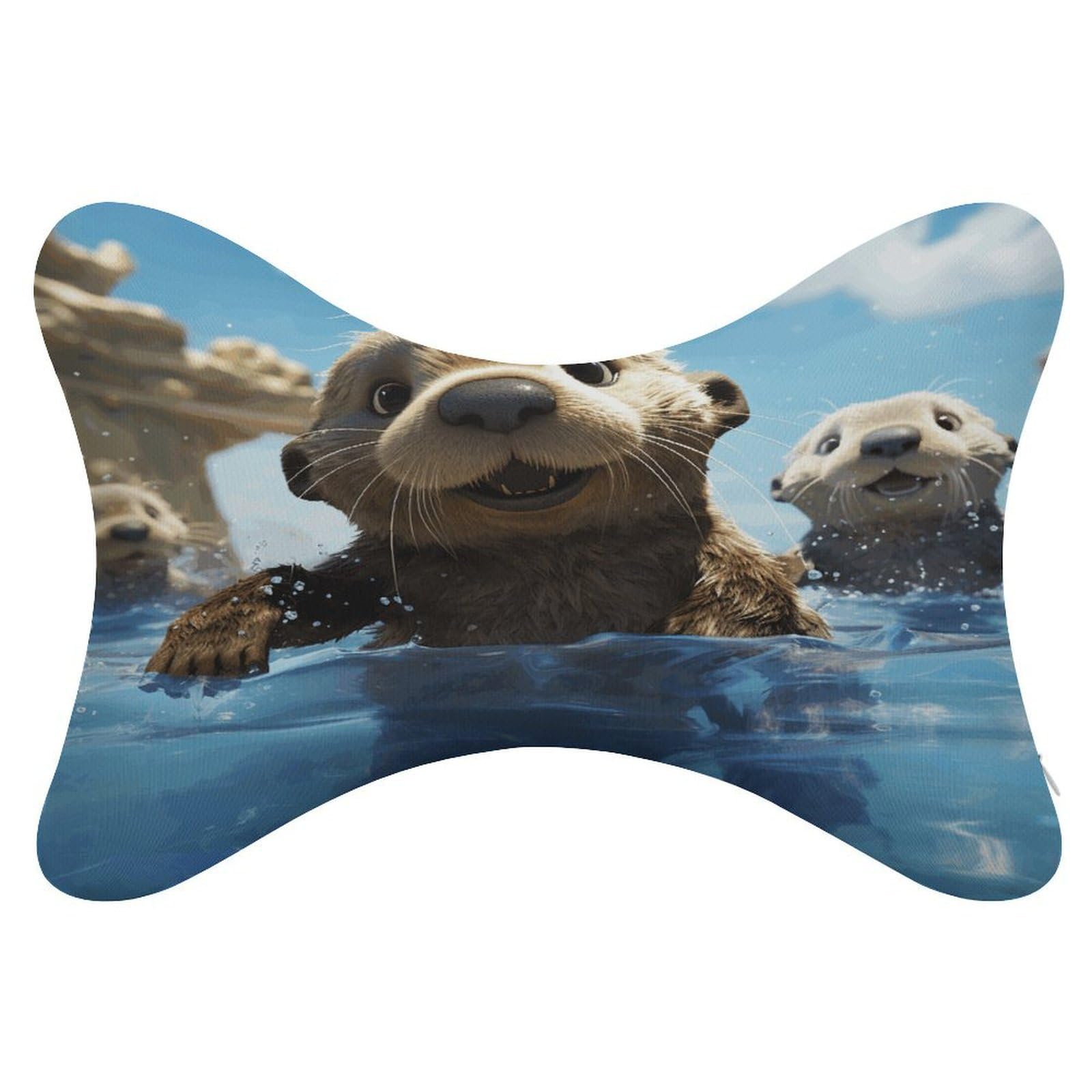 VstaDank Lovely Sea Otter Print Car Neck Pillows 2 Pack Removable Ergonomic Cervical Support Pillow Fashion Cozy Bone Shaped Pillows Soft Car Headrest Pillow for Office Airplane Most Car