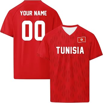 Custom Tunisia Soccer Jersey, Personalized Name Number Tunisian Football Shirt Athletic Teamwear Fan Apparel