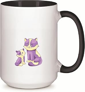 Cat and Kitten Gift for Pet Lovers Illustration Print 11oz 15oz Inner Color Accent Mug