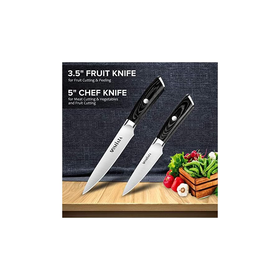 MOSFiATA-5-Chef-Knife-and-35-Fruit-Knife-Set-with-Knife-Sheath-German-High-Carbon-Stainless-Steel-EN4116-with-Micarta-Handle-and-Gift-Box-for-Vegetable-and-Fruit-Cutting MOSFiATA 5” Chef Knife and 3.5" Fruit Knife Set with Knife Sheath, German High Carbon Stainless Steel EN.4116 with Micarta Handle and Gift Box for Vegetable and Fruit Cutting