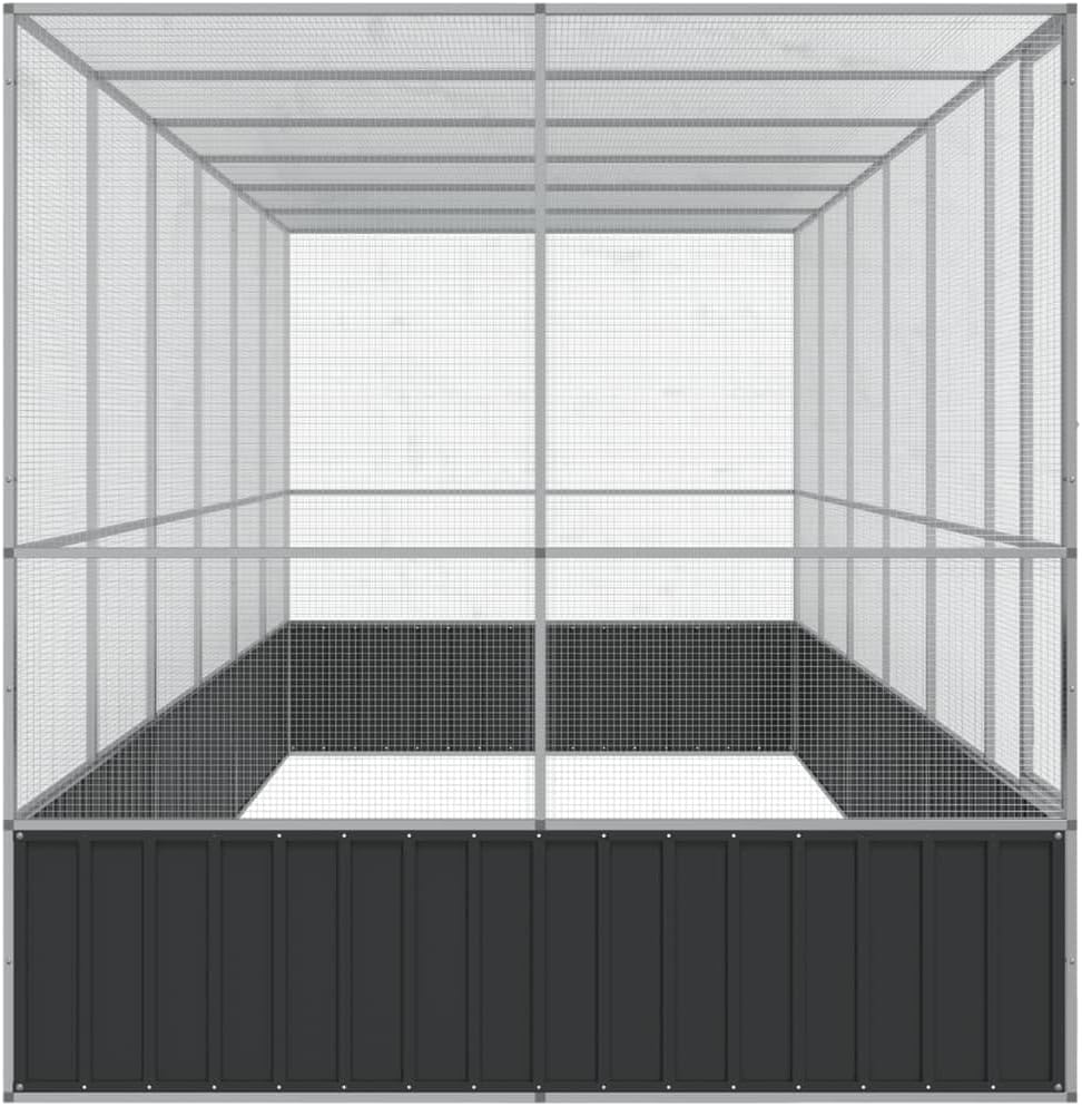 YAFF Aviary Silver Galvanized Steel Large Durable Aviary,Bird Cages & Stands-3214273