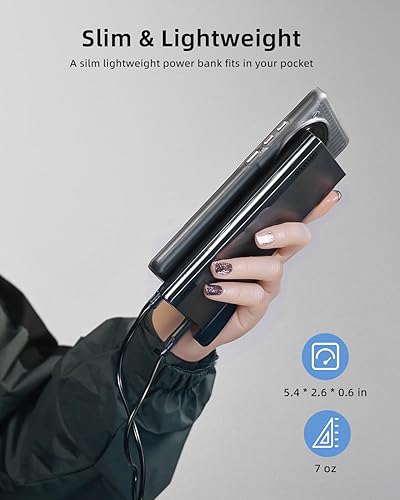 Miniatura 4 de imuto Cargador portátil, delgado 20 W PD 10000 mAh, USB C entrada y salida de batería de carga rápida, cargador de teléfono externo esencial de