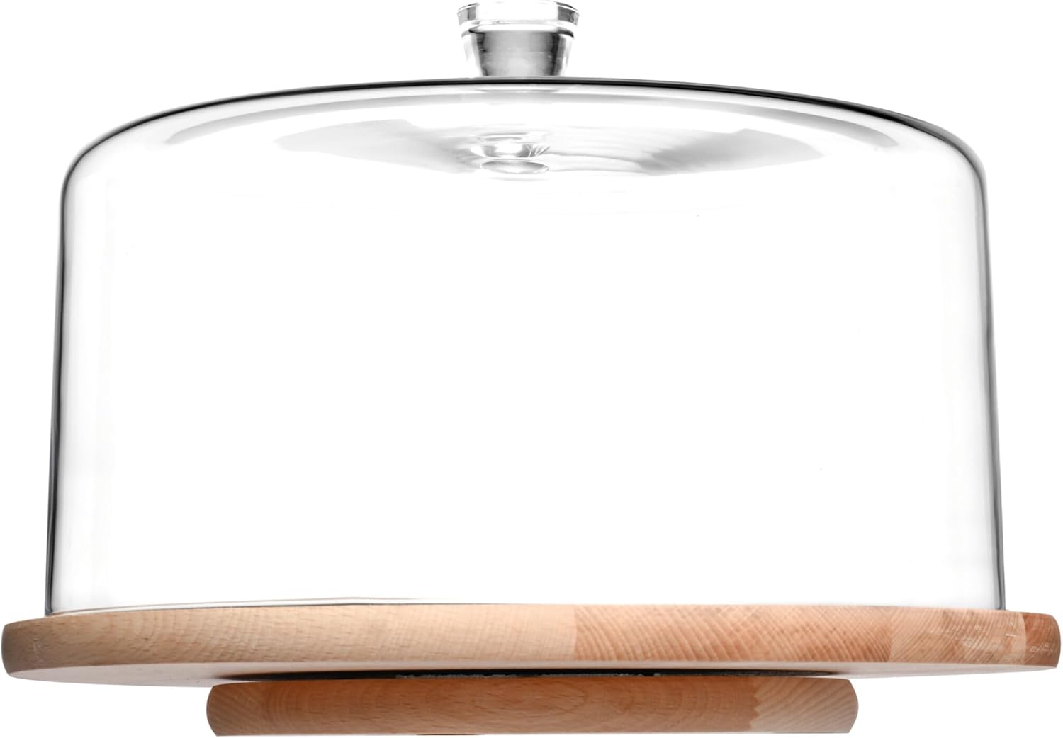 Barski Wood Cake Plate with Glass Dome Lid – Rotating Lazy Susan Base – 13" Diameter – Serving Platter for Cakes, Pastries, Desserts, Snacks, Parties, Kitchen Tableware, Buffet Display – Made in Europe