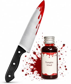 TBTFW Fake Knife and Fake Blood, ScreamCostume Accessories-2PCS