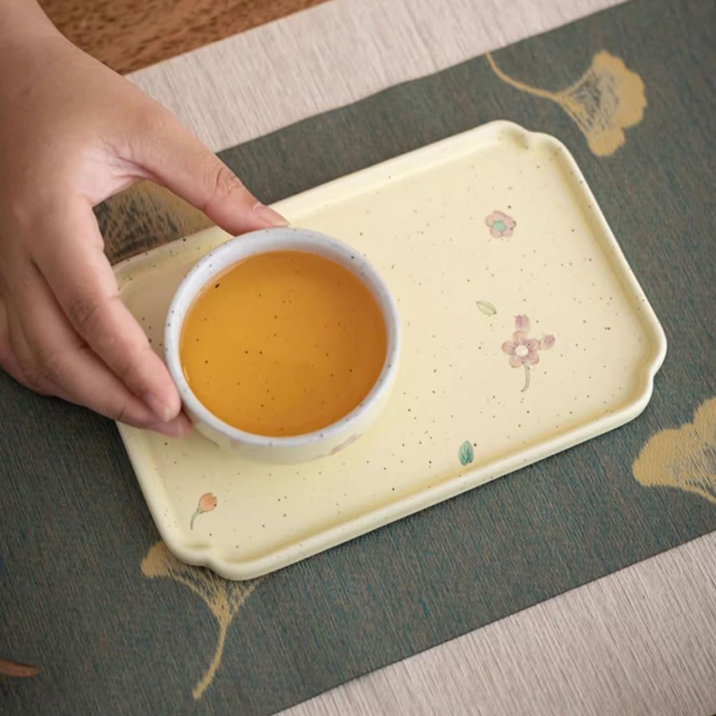 Bandeja para Servir, Creativa Bandeja de té de cerámica Pintada a Mano, Bandeja Sencilla para el hogar, Bandeja para café y refrigerios de Escritorio, bandejas para Comer en el Regazo