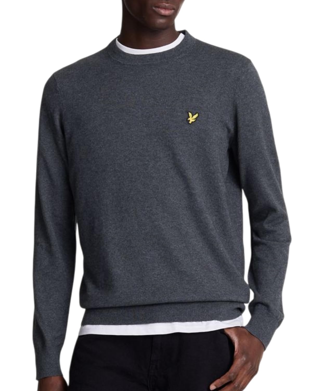 Lyle & Scott Mid Knits Cotton Merino Crew Neck Jumper 398 Charcoal Marl, XXL