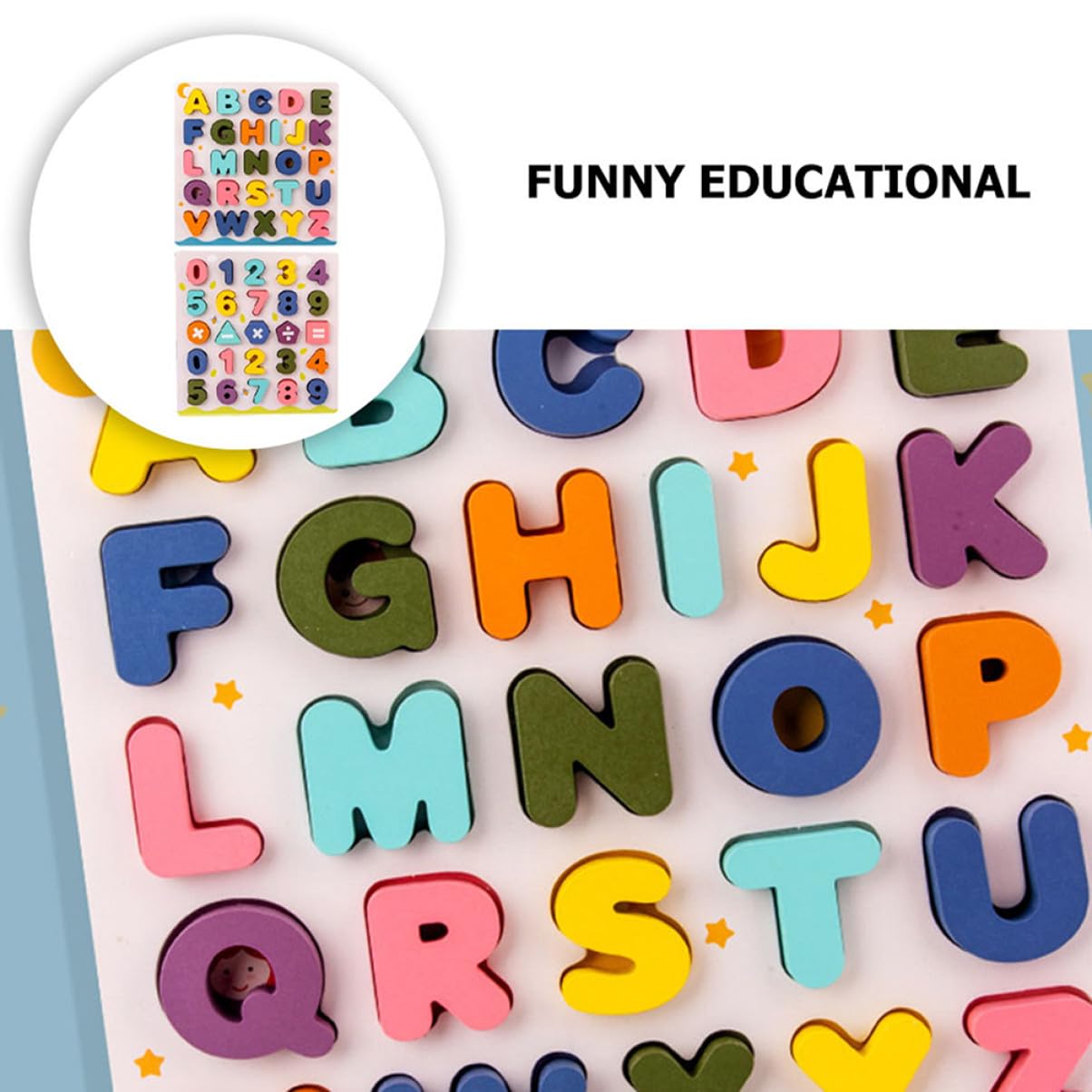 Juguete Educativo Rompecabezas de Madera 2 Juegos para Niños | Juguetes de Reconocimiento de Letras, Rompecabezas de Números, Decoracion Colegio