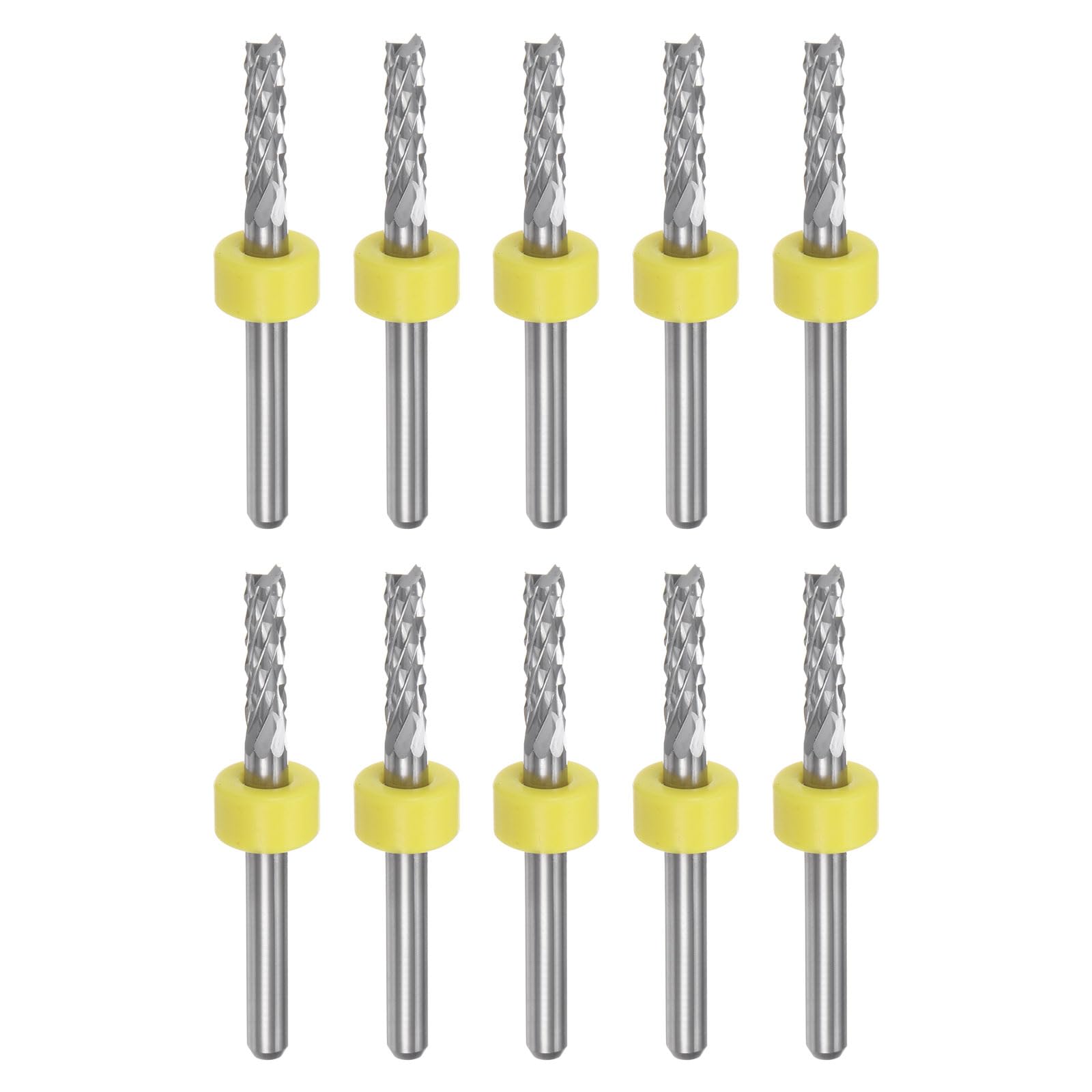 QUARKZMAN 10Pcs Embouts de Fraise 3mm en Carbure de Tungstène pour Fraiseuse CNC, Outils de Gravure pour Circuit Imprimé, Machine de Fraisage du Bois, Queue Droite de 1/8 Pouce