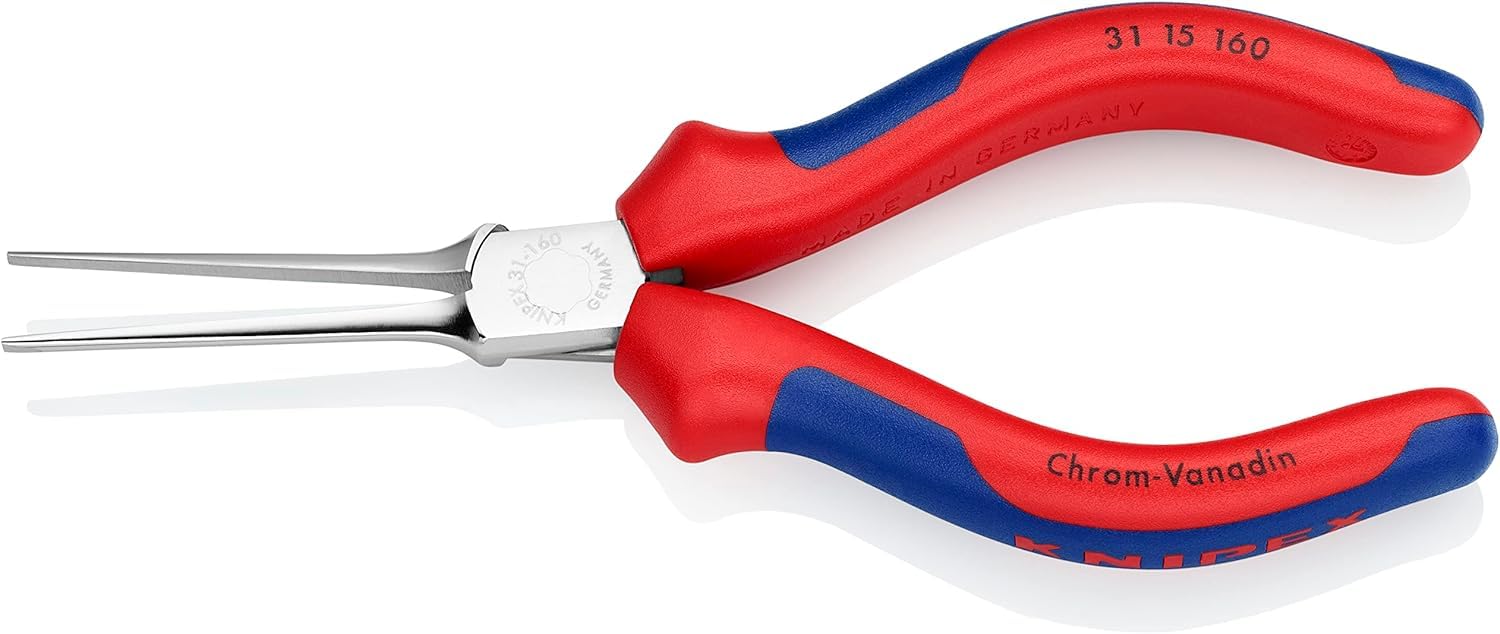 KNIPEX Alicate de presión (Alicate acabado en punta) cromado con mangos multicomponente 160 mm, 31 15 160