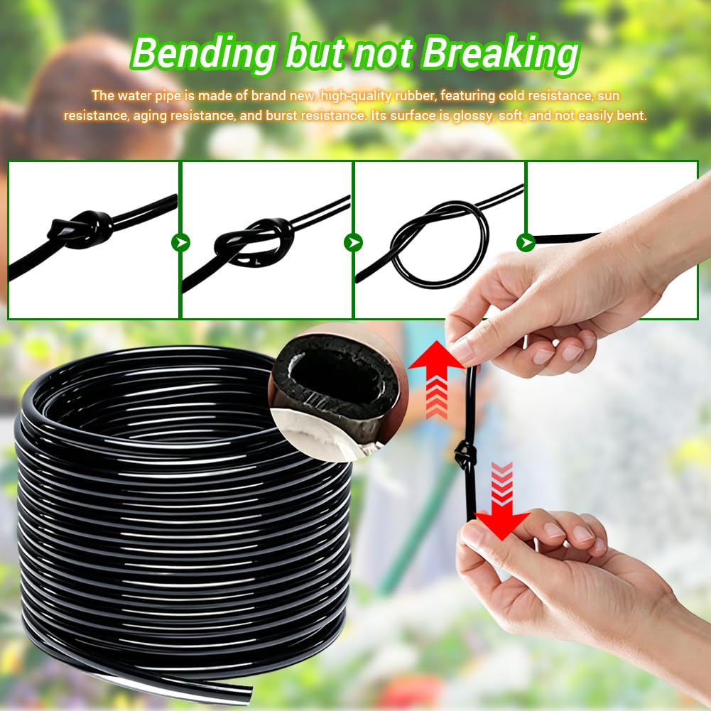 Tubo di irrigazione a goccia in PVC, 8/11 mm (5/16"), 50 m (164 piedi), tubo di distribuzione per irrigazione da giardino, frutteti e prati (8 mm di diametro interno, 11 mm di diametro esterno)