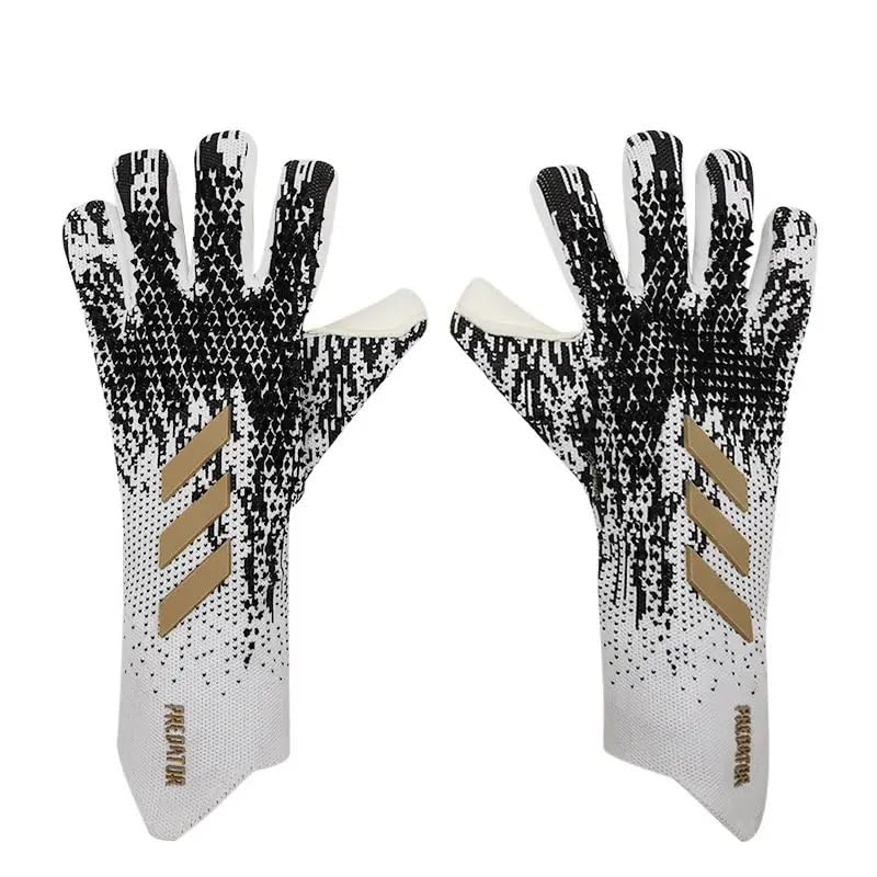 ZHANGWU Soccer Goalkeeper Gloves Goalie Training Gloves Strong Grip Anti-Slip and Breathable for Adults and Children (White Golden,9)