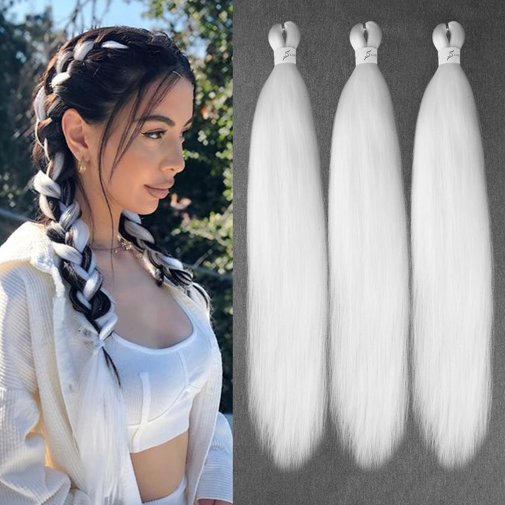 Amazon.com : White Braiding Hair Pre Stretched Hair Extensions