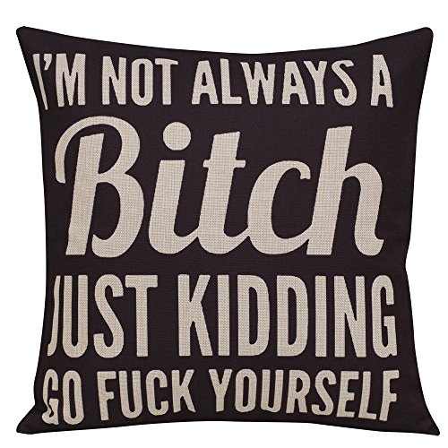 Do4U Cotton Linen Home Decor Sofa Throw Pillow Cover Cushion Case 18 x 18 inch (Alphabet) (Bitch)