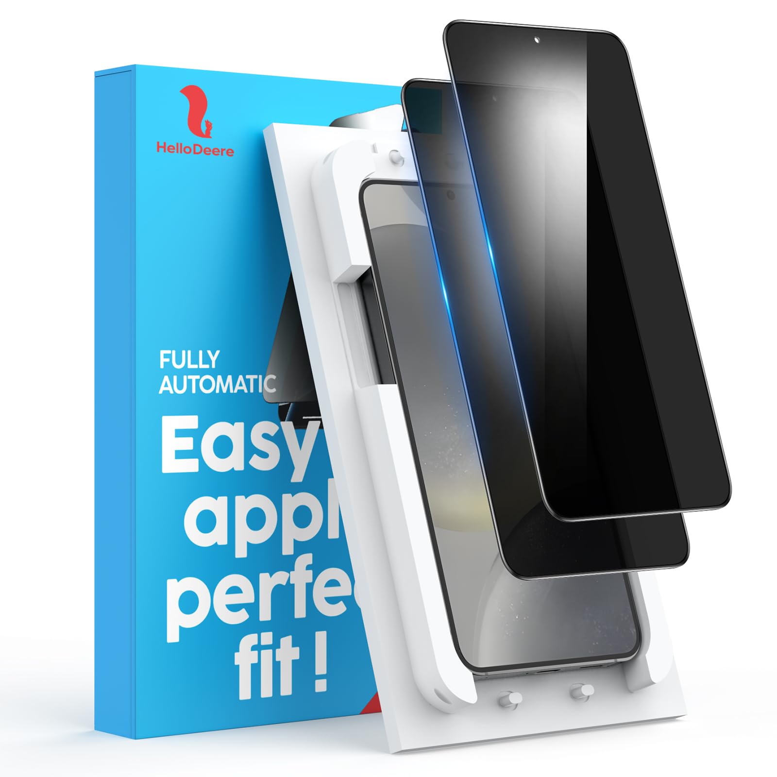 HelloDeere 2 Pack for Galaxy S25 Plus Privacy Screen Protector,100% Fingerprint Unlock,Anti Spy HD Privacy Tempered Glass,9H+ Military Shatterproof