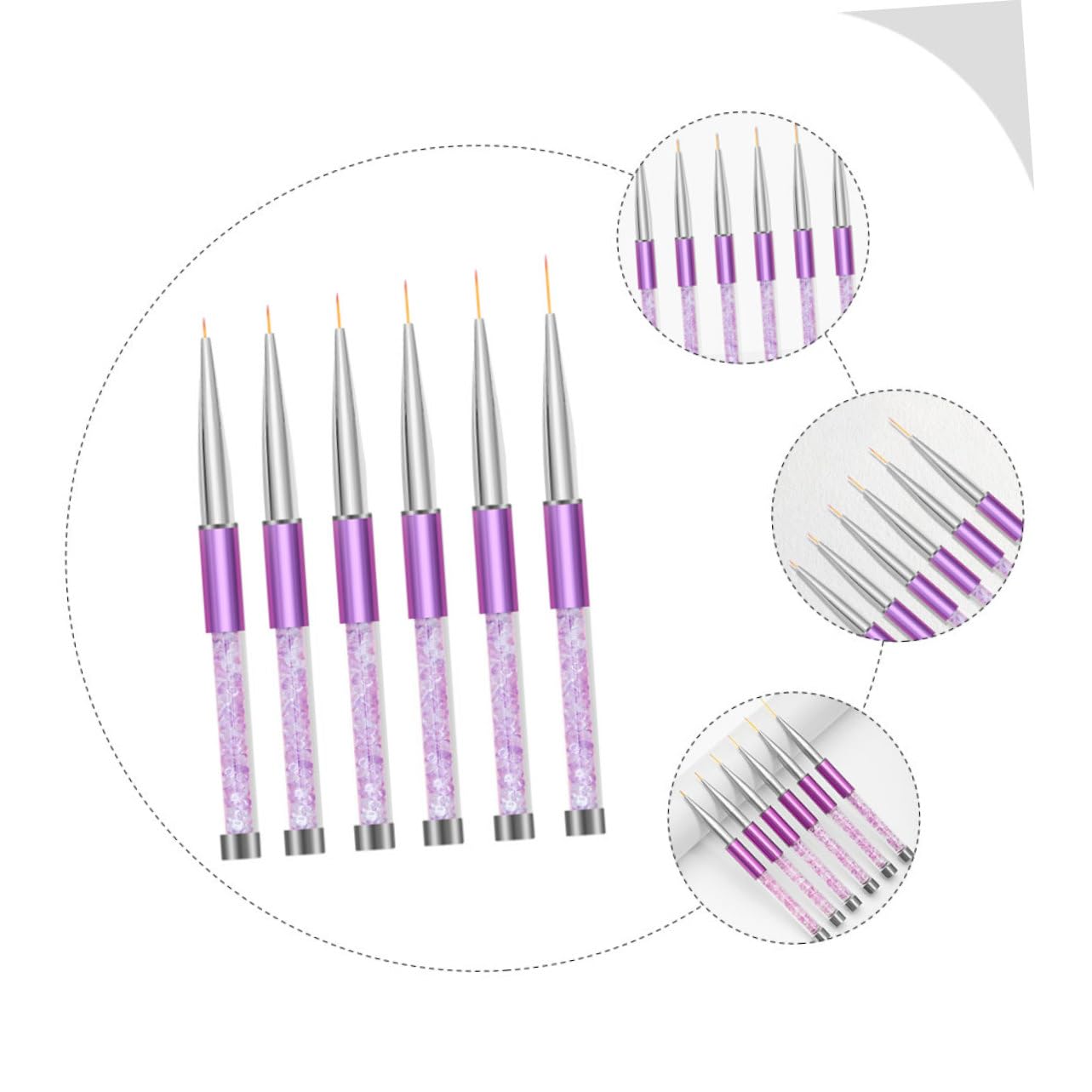 6 piezas Pinceles de de Uñas Herramientas de Dibujo para Decoración de Uñas Pinceles de Liner para Manicura DIY Diseño Elegante y Práctico
