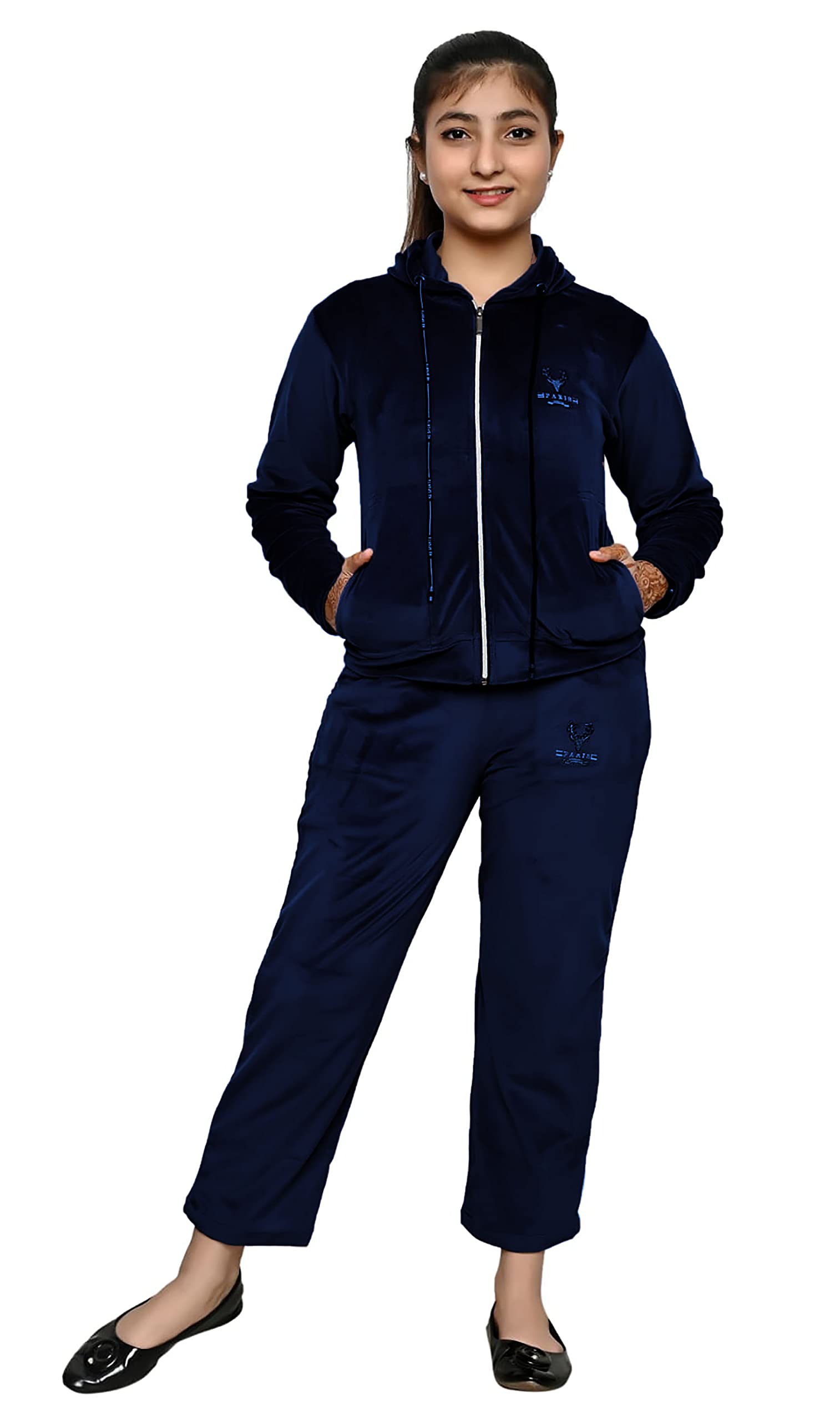 FELLAMO Girls Logo Print zip front sweat suit-89