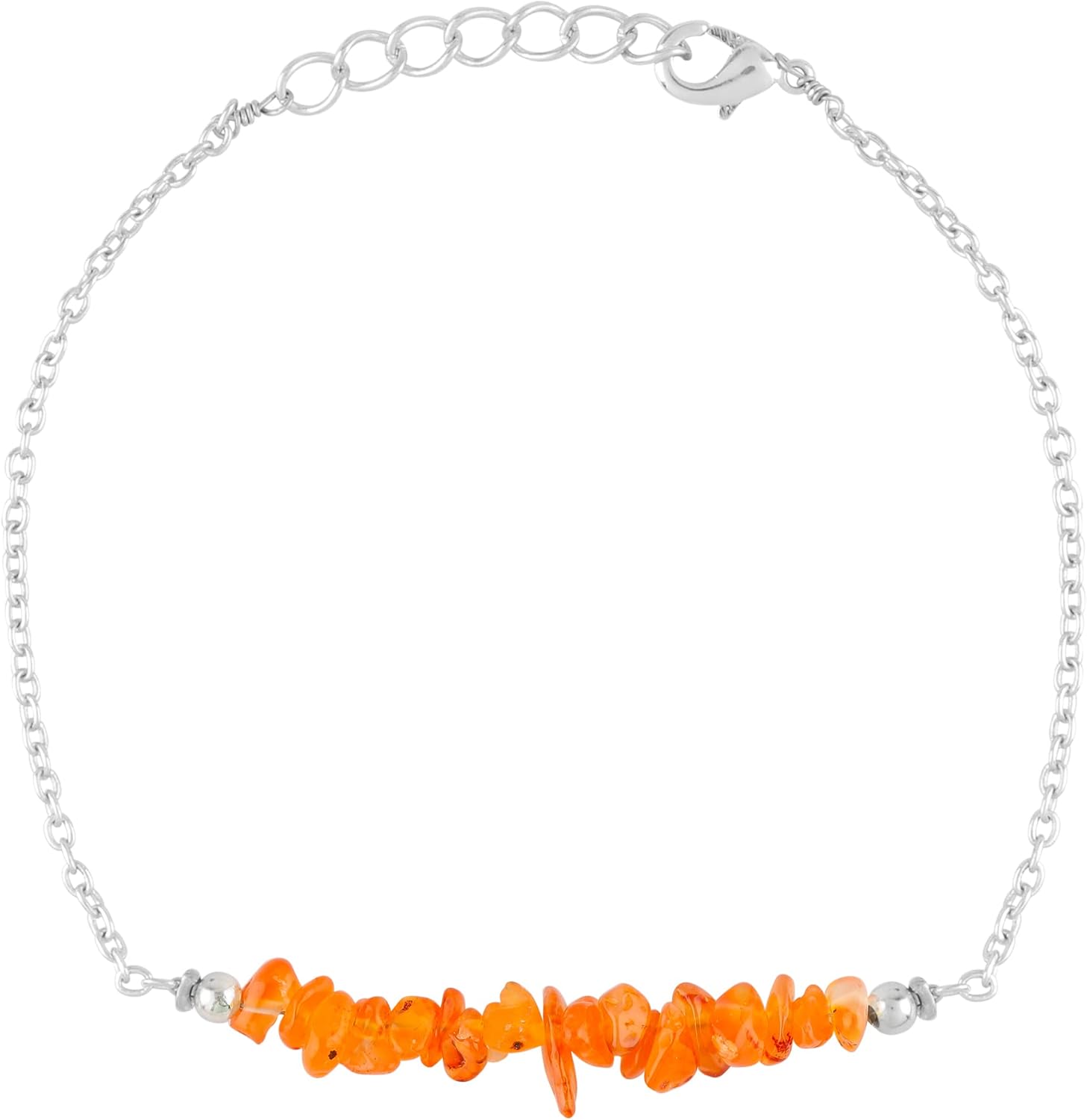 Gemstone Chips/Beads Bar Bracelet for Women | Natural Healing Crystal Jewelry | Adjustable Chain 7+1 Inch | Gem Size 2-4 mm | Handmade Elegant Bracelet