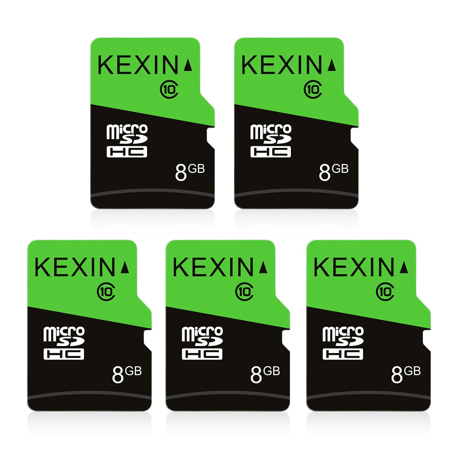 KEXIN 8GB Micro SD Card 5 Pack with SD Adapter microSDHC Memory Card UHS-I C10 Micro SD Card Full HD High Speed TF Card for Smartphone Tablet Action Camera Dash Cam Drone Game Console
