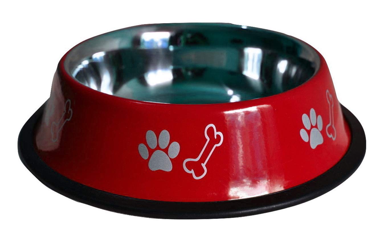 1 Pc 400 ML Red Color Stainless Steel Dog Food Bowl Water Bowl Amazon