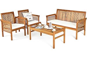 Tangkula Outdoor Acacia Wood Sofa Set: Perfect for Summer Relaxation
